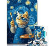 Puzzle per adolescenti 1000 pezzi Gatto pittore 1000 pezzi per adolescenti ideale come regalo per tutta la famiglia dai 14 anni in su 75x50cm