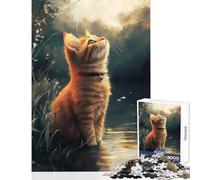 Puzzle per adolescenti 1000 pezzi Gatto rosso che guarda verso l'alto vicino all'acqua Decorazione per la casa Giocattoli Regalo di compleanno Giochi rilassanti Collezione di artisti Belle arti