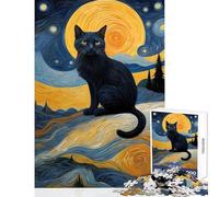 Puzzle per adolescenti 1000 pezzi Gatto Van Gogh Giocattolo Decorazione da parete Opera d'arte Regalo Gioco per famiglie Interazione genitore-figlio Dimensioni 50x75cm