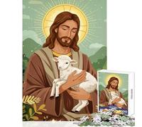 Puzzle per adolescenti 1000 pezzi Gesù Cristo che tiene in braccio l'agnello giocattoli per la decorazione della casa fantastici regali e giocattoli giochi rilassanti adatti per la decorazione della