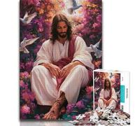Puzzle per adolescenti 1000 pezzi Gesù tra i fiori, giochi educativi, decorazione per la casa, gioco educativo per compleanno, Natale (75x50cm)