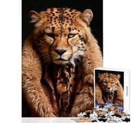 Puzzle per adolescenti 1000 pezzi Ghepardo e il suo giocattolo peloso educativo regalo di compleanno gioco rompicapo difficile e stimolante dimensioni 38x52cm