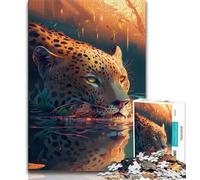 Puzzle per adolescenti 1000 pezzi Giaguaro in acque poco profonde 1000 pezzi per adolescenti,giocattoli educativi per l'apprendimento,giochi per famiglie,regali e compleanni unici (dimensioni 38x26cm)