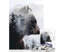 Puzzle per adolescenti 1000 pezzi giocattolo da parete a forma di orso guardiano invernale regalo divertente gioco educativo con poster abbinato e foglio di quiz dimensioni 38x52cm