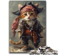 Puzzle per adolescenti 1000 pezzi Gioco di famiglia di gatti pirati Antistress Sfida difficile Regali di Babbo Natale segreto 26x38cm