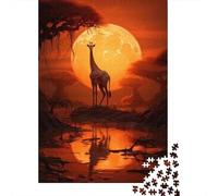 Puzzle Per Adolescenti 1000 Pezzi Giraffe Sunset Landscape Puzzle Per Adulti Gioco Rompicapo Corsa Di Velocità Delle Mani Attività Divertenti A Casa 70x50cm/1000pcs