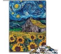 Puzzle per adolescenti 1000 pezzi Girasoli di Van Gogh di notte, allena il tuo cervello e le tue mani, regali di compleanno unici per età 14+ dimensioni 50x75cm