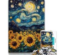 Puzzle per adolescenti 1000 pezzi Girasoli sotto il cielo stellato 1000 pezzi per adolescenti antistress sfida difficile regali di Babbo Natale segreto 75x50cm