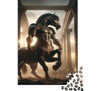 Puzzle Per Adolescenti 1000 Pezzi Golden Armored Horse Statue Puzzle Per Adulti Gioco Rompicapo Corsa Di Velocità Delle Mani Attività Divertenti A Casa 70x50cm/1000pcs