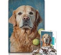 Puzzle per adolescenti 1000 pezzi Golden Retriever che gioca a tennis, giochi educativi, decorazione per la casa, regalo di compleanno, regali, arte murale 50x75cm