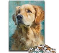Puzzle per adolescenti 1000 pezzi Golden Retriever felice Aiuta il cervello a esercitare Giocattoli avvincenti per coltivare la pazienza Collezione di artisti, Belle arti 38x26cm