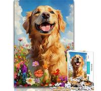Puzzle per adolescenti 1000 pezzi Golden Retriever sorridente, sfida difficile antistress Ogni pezzo è unico Gioco divertente e stimolante per tutta la famiglia (38x26cm)