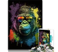 Puzzle per adolescenti 1000 pezzi Gorilla colorati con occhiali 1000 pezzi per adolescenti per giochi di ruolo impegnativi e giochi in famiglia 26x38cm