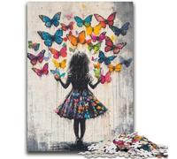 Puzzle per adolescenti 1000 pezzi Graffiti Girl And Butterfly Relax Games Gioco educativo per compleanno, Natale e dai 14 anni in su 50x75cm