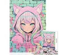 Puzzle per adolescenti 1000 pezzi graffiti Nekomimi pastello giocattolo educativo regalo per compleanni giochi divertenti con poster abbinato e foglio di quiz dimensioni 50x75cm