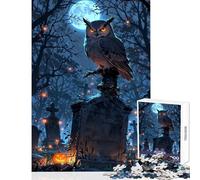 Puzzle per adolescenti 1000 pezzi Gufo appollaiato su una lapide nel cimitero Giocattoli fai da te Ottimi regali e giocattoli Giochi per famiglie Migliorare l'amore tra coppie Dimensioni 50x75cm