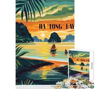 Puzzle per adolescenti 1000 pezzi Ha Long Bay Sunset Giocattoli antistress Ottimi regali e giocattoli Gioco per famiglie Allena il tuo cervello e le tue mani Dimensioni 38x26cm