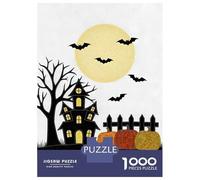 Puzzle Per Adolescenti 1000 Pezzi Halloween Night Scene with Haunted House Puzzle Per Adulti Gioco Pratico Decorazione Per La Casa Divertimento in Casa Attività, 70x50cm/1000pcs