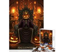 Puzzle per adolescenti 1000 pezzi Halloween Zucca Re sul trono Decorazione per la casa Giocattoli Ottimi regali e giocattoli Giochi rilassanti Adatto per la decorazione della scrivania (38x26cm)