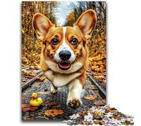 Puzzle per adolescenti 1000 pezzi Happy Corgi aiuta il cervello a esercitare giocattoli avvincenti per coltivare la pazienza adatti alle coppie 26x38cm