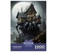 Puzzle Per Adolescenti 1000 Pezzi Haunting Gothic House on Water Puzzle Per Adulti Gioco Rompicapo Corsa Di Velocità Delle Mani Attività Divertenti A Casa 70x50cm/1000pcs