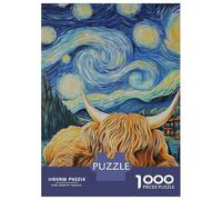 Puzzle Per Adolescenti 1000 Pezzi Highland Cow Under Starry Sky Puzzle Fai Da Te Giocattoli Staycation Passatempo Regali Unici Di Compleanno E Natale 70x50cm/1000pcs