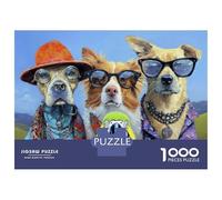 Puzzle Per Adolescenti 1000 Pezzi Hipster Dogs And Parrot Art Print Puzzle Fai Da Te Giocattoli Staycation Passatempo Regali Unici Di Compleanno E Natale 70x50cm/1000pcs