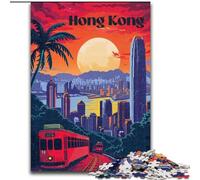 Puzzle per adolescenti 1000 pezzi Hong Kong Sunset Glow, gioco stimolante, giocattoli, decorazione da parete, regali unici per compleanno e Natale, 26x38cm