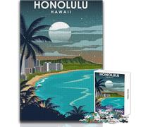 Puzzle per adolescenti 1000 pezzi Honolulu Hawaii di notte Gioco educativo per famiglie per divertimento in famiglia Giocattolo educativo Dimensioni 38x52cm