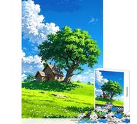 Puzzle per adolescenti 1000 pezzi Idilliaca casa di campagna con grande albero Giocattolo educativo Regalo di compleanno Gioco rompicapo Difficile e stimolante Dimensioni 38x52cm
