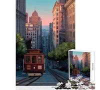 Puzzle per adolescenti 1000 pezzi Illustrazione della funivia di San Francisco Decorazione per la casa Giocattoli Regalo di compleanno per gioco educativo Attività divertenti a casa Dimensioni 50x75cm