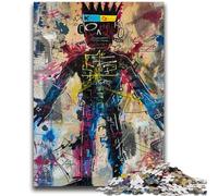 Puzzle per adolescenti 1000 pezzi in stile Basquiat con teschio e corona, giochi di attività stimolanti per la famiglia, giocattolo fai da te per decorazioni murali per la casa, regali 26x38cm
