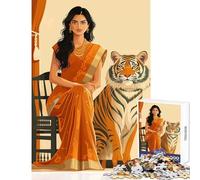 Puzzle per adolescenti 1000 pezzi indiano con tigre giocattoli antistress fantastici regali e giocattoli gioco per famiglie allena il cervello e le mani dimensioni 50x75cm