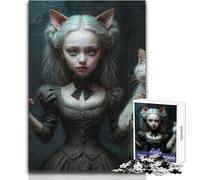 Puzzle per adolescenti 1000 pezzi ispirati ad Alice nel paese delle meraviglie,giocattoli con gatto e compagno felino,giochi educativi,sfide difficili,regali di Babbo Natale segreto,dimensioni 50x75cm