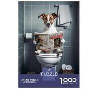 Puzzle Per Adolescenti 1000 Pezzi Jack Russell on The Toilet Puzzle Per Adolescenti Giocattoli Antistress Vacanza A Casa Ammazza Il Tempo Aiuta Ad Allenare Il Cervello 38x26cm/1000pcs
