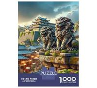 Puzzle Per Adolescenti 1000 Pezzi Japanese Castle with Lions Puzzle Per Adulti Gioco Pratico Difficile Divertente Attività A Casa, 70x50cm/1000pcs