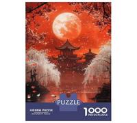 Puzzle Per Adolescenti 1000 Pezzi Japanese Garden with Full Moon-3 Puzzle Per Adulti Gioco Pratico Difficile Divertente Attività A Casa, 70x50cm/1000pcs
