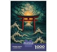 Puzzle Per Adolescenti 1000 Pezzi Japanese Torii Gate And Ocean Waves Puzzle Per Adulti Gioco Rompicapo Decorazione Da Parete Regalo Antistress 70x50cm/1000pcs