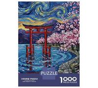 Puzzle Per Adolescenti 1000 Pezzi Japanese Torii Gate with Cherry Blossoms Puzzle Per Adulti Gioco Rompicapo Corsa Di Velocità Delle Mani Attività Divertenti A Casa 70x50cm/1000pcs