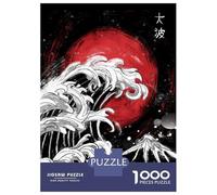 Puzzle Per Adolescenti 1000 Pezzi Japanese Wave with Red Sun Puzzle Per Adulti Gioco Rompicapo Decorazione Da Parete Regalo Antistress 38x26cm/1000pcs