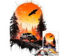 Puzzle per adolescenti 1000 pezzi Jeep Sunset Adventure Giocattolo Decorazione da parete Regali per donne e uomini Giochi rilassanti Decompressione intellettuale Dimensioni 50x75cm