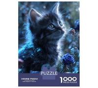 Puzzle Per Adolescenti 1000 Pezzi Kitten in A Magical Blue Garden Puzzle Per Adulti Giocattoli Antistress Quadri Da Parete Regali Unici Per Compleanno E Natale 70x50cm/1000pcs