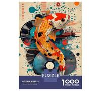 Puzzle Per Adolescenti 1000 Pezzi Koi Fish & Vinyl Vibrant Koi Fish Pop Art Unique Aquatic Decor Puzzle Per Adulti Giocattolo Decorazione Da Parete Un'opera D'arte Regali Unici Per Compleanno E