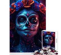 Puzzle per adolescenti 1000 pezzi La Catrina Neon Girl Decorazione per la casa Giocattoli Regalo Compleanno Gioco educativo Migliora l'amore tra coppie Dimensioni 38x26cm
