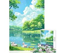 Puzzle per adolescenti 1000 pezzi "Lago pacifico con anatre" giocattoli antistress regali di Babbo Natale segreto gioco rompicapo attività divertenti da fare a casa dimensioni 38x26cm