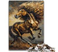 Puzzle per adolescenti 1000 pezzi Leone Cavallo Allena il tuo cervello e le tue mani Interazione genitore-figlio per età 14+ 38x26cm