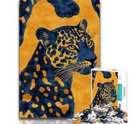 Puzzle per adolescenti 1000 pezzi Leopardo dorato, per gioco educativo, giocattolo sfida, regali di Babbo Natale segreto per bambini dai 14 anni in su, 38x26cm