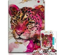 Puzzle per adolescenti 1000 pezzi leopardo rosa, giochi educativi decorazione per la casa adatto per la decorazione del desktop 38x26cm