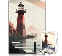 Puzzle per adolescenti 1000 pezzi Lighthouse Crimson Seasca Family Fun & Game Night Decorazione perfetta per la parete Dimensioni 38x26cm