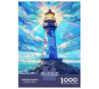 Puzzle Per Adolescenti 1000 Pezzi Lighthouse Stained Glass Puzzle Per Adulti Giochi Per Famiglie Migliorano La Memoria È Ideale Come Regalo 70x50cm/1000pcs